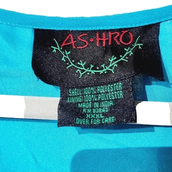 Ashro Women's Aqua Embellished Elegant Evening Flowy Gown Sz: 3X - Picture 9 of 9